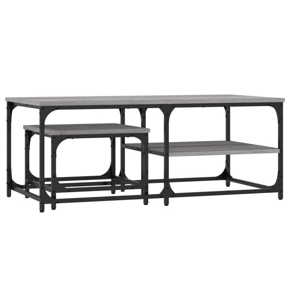 vidaXL Mese suprapuse de cafea, 2 buc, sonoma gri, lemn prelucrat