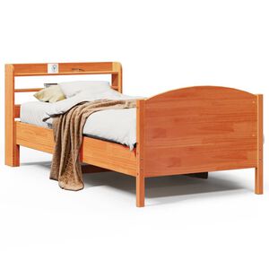 vidaXL Cadru pat fără saltea, maro ceruit, 75x190 cm, lemn masiv pin