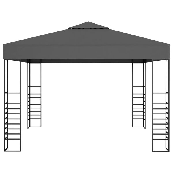 vidaXL Pavilion de grădină cu șiruri de lumini LED, antracit, 3x3 m