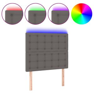 vidaXL Tăblie de pat cu LED, gri, 80x5x118/128 cm, piele ecologică