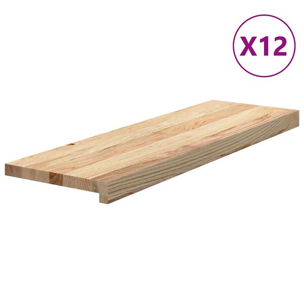 vidaXL Trepte scari 12 buc Stejar masiv netratat 80x25x2 cm