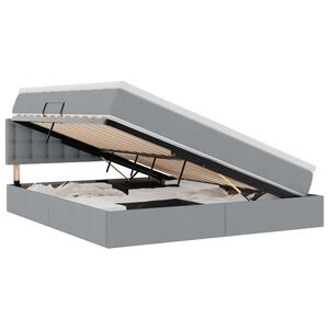 vidaXL Pat cu saltea și LED cu led Gri deschis 160 x 200 cm țesătură