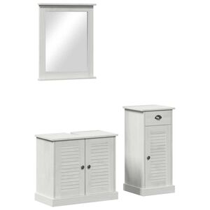 vidaXL Set de mobilier pentru baie 3 buc. Alb Antic Lemn de pin masiv