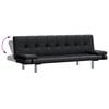 vidaXL Canapea extensibilă 2 perne, piele artificială, reglabilă negru