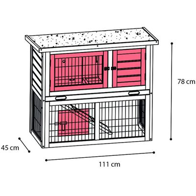 FLAMINGO Cușcă pentru iepuri "Loft Urban", 111x45x78 cm