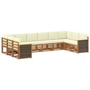 vidaXL Set canapea sectională cu pernă 7 pcs Natural și Crem