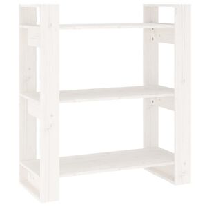 vidaXL Bibliotecă/Separator cameră, alb, 80x35x91 cm, lemn masiv pin