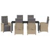 vidaXL Set de masă pentru grădină cu pernă 7 pcs Bej poliratan