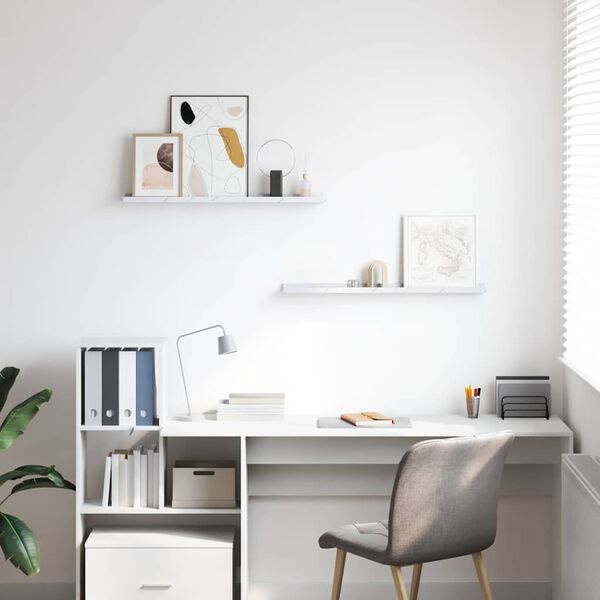 vidaXL Raft de perete 2 pcs Marmură albă 80 x 9 x 3 cm Lemn compozit