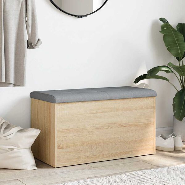 vidaXL Bancă de depozitare din stejar Sonoma, 82x42x45 cm, lemn stratificat
