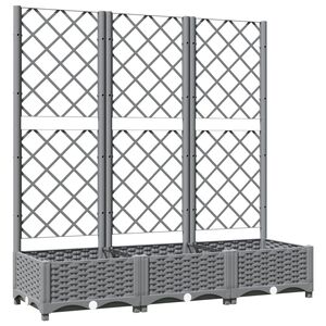 vidaXL Jardinieră de grădină cu spalier gri deschis 120x40x121,5 cm PP