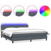 vidaXL Pat cu arcuri cu saltea și LED, gri &icirc;nchis, 200x220 cm, catifea