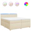 vidaXL Pat box spring cu saltea, crem, 200x200 cm, textil