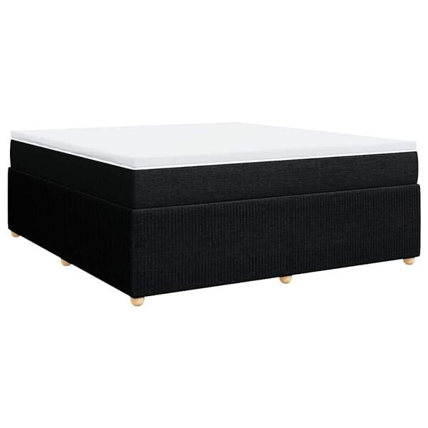 vidaXL Pat box spring cu saltea, negru, 180x200 cm, catifea