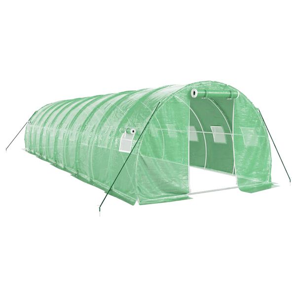 vidaXL Seră cu cadru din oțel, verde, 30 m², 10x3x2 m