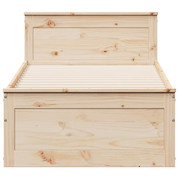 vidaXL Cadru de pat fără saltea/cu tăblie, 100x200 cm, lemn masiv pin