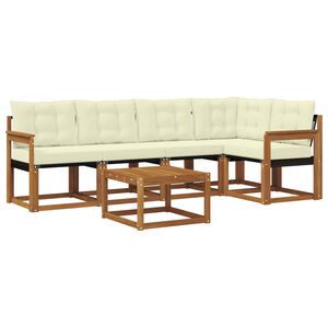 vidaXL Set de canapele de exterior cu pernă 6 pcs Natural și Crem