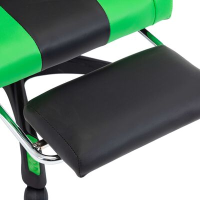 vidaXL Scaun de racing cu suport picioare verde/negru piele ecologică