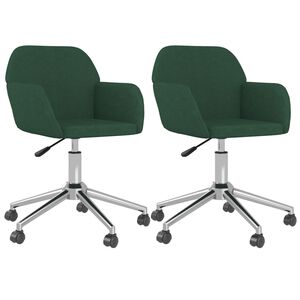 vidaXL Scaune de bucătărie pivotante, 2 buc., verde &icirc;nchis, catifea