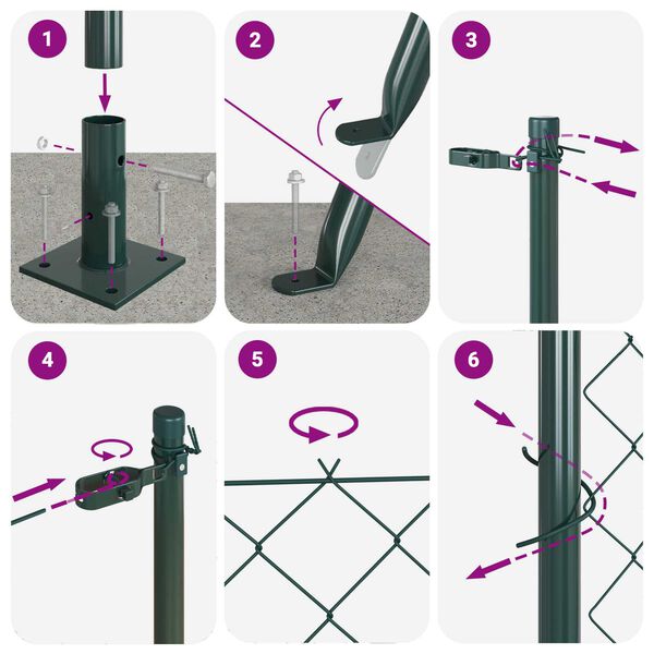 vidaXL St&acirc;lp de gard. Verde 10 x 1,2 m (plasă 40 x 40 mm) Oțel și PVC