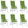 vidaXL Perne scaun spătar &icirc;nalt 6 buc. melanj verde 120x50x7 cm textil