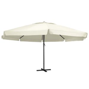 vidaXL Umbrelă de soare de grădină, st&acirc;lp aluminiu alb nisipiu 600 cm