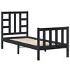 vidaXL Cadru de pat cu tăblie Small Single, negru, lemn masiv