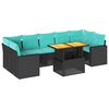 vidaXL Set mobilier de grădină cu perne, 8 piese, negru, poliratan