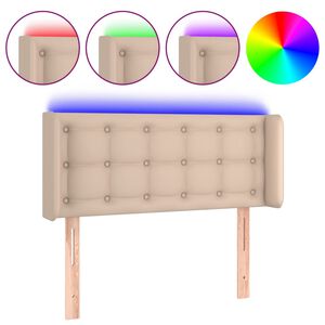 vidaXL Tăblie de pat cu LED, cappuccino 83x16x78/88 cm piele ecologică