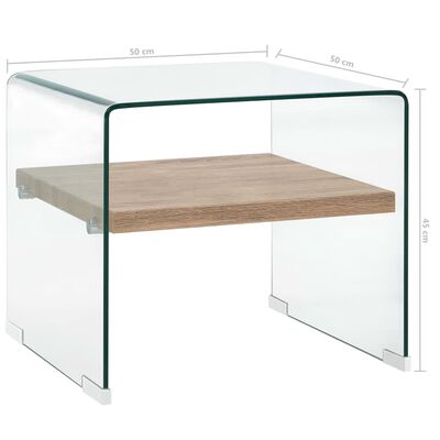 vidaXL Măsuță de cafea, transparent, 50x50x45 cm, sticlă securizată
