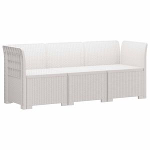 vidaXL Canapea de Grădină cu 3 Locuri Aspect Rattan PP Alb