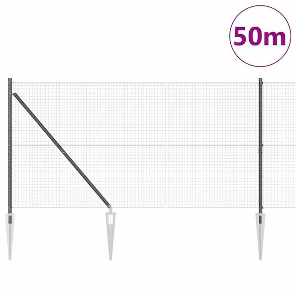 vidaXL St&acirc;lp de gard. Gri 50 x 1,4 m (plasă 25 x 25 mm) Oțel și PVC