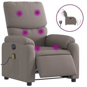 vidaXL Fotoliu electric de masaj rabatabil, gri taupe, textil