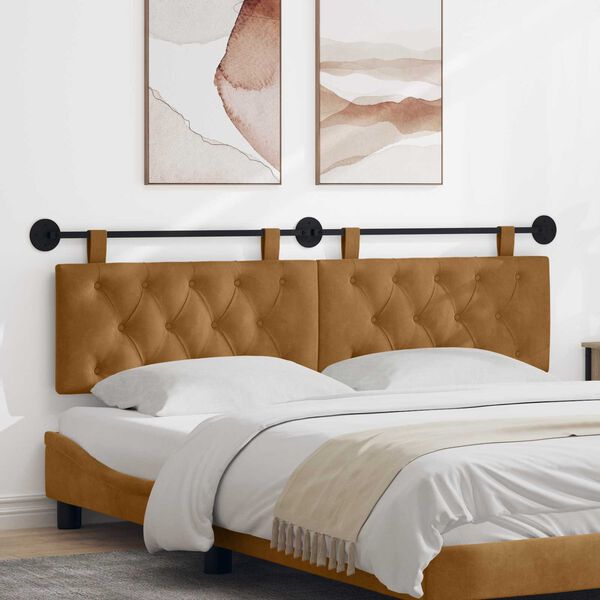 vidaXL Cap de pat suspendat Pe perete Maro 170 x 55 x 7 cm Catifea