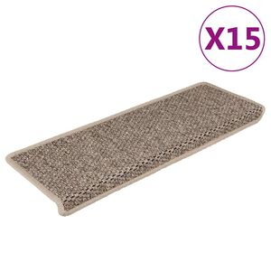 vidaXL Covorașe scări autoadezive, 15 buc. bej 65x21x4 cm aspect sisal