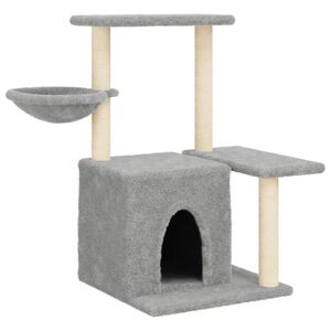 vidaXL Ansamblu de pisici, st&acirc;lpi din funie sisal, gri deschis, 83 cm