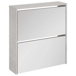 vidaXL Pantofar cu oglindă, 2 niveluri, gri beton, 63x17x67 cm
