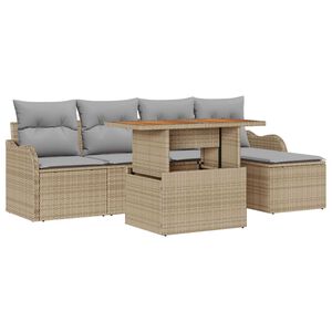 vidaXL Set de canapele pentru grădină 6 pcs Bej Rattan poli