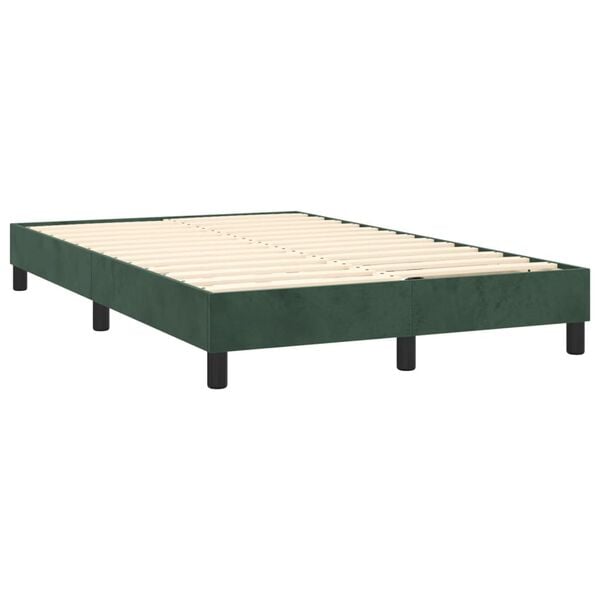 vidaXL Pat box spring cu saltea, verde &icirc;nchis, 120x200 cm, catifea