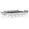 vidaXL Set mobilier de grădină, 15 piese, cu perne, alb, textilenă