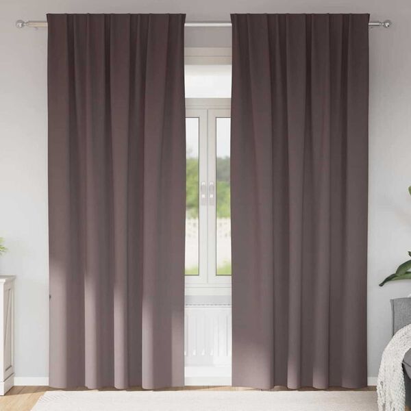 vidaXL Perdele Opaque cu Inel 2 pcs Maro &icirc;nchis 225 x 140 cm Poliester
