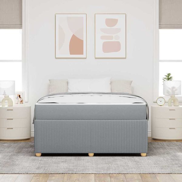 vidaXL Cadru de pat cu saltea Gri deschis 160 x 200 cm țesătură