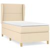 vidaXL Pat box spring cu saltea, crem, 100x200 cm, textil