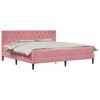 vidaXL Cadru de pat cu saltea cu headboard Roz 200 x 200 cm Catifea