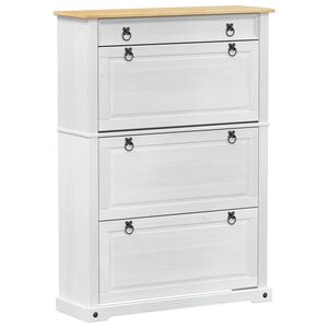 vidaXL Dulap pentru pantofi cu sertar Corona Alb 99 x 32 x 138 cm
