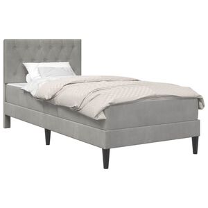 vidaXL Cadru de pat cu saltea Gri deschis 90 x 190 cm Catifea