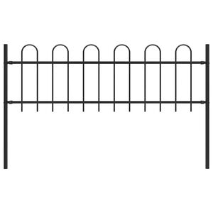 vidaXL Gard de grădină BOXTEL cu v&acirc;rf circular din oțel, 170 x 60 cm, negru