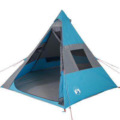 vidaXL Cort de camping tipi pentru 7 persoane, albastru, impermeabil