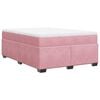 vidaXL Pat box spring cu saltea, roz, 160x200 cm, catifea
