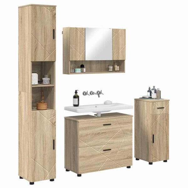 vidaXL Set de mobilier pentru baie cu sertar 4 pcs Stejar Sonoma